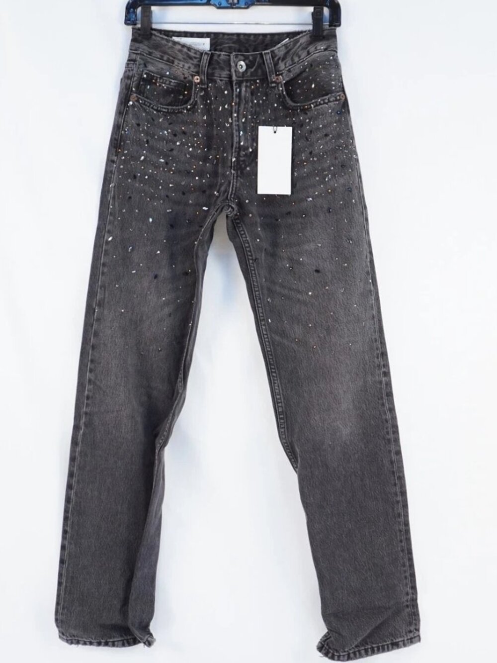 Zara Rhinestone Crystal Jewel Bedazzled Starburst Denim School Office Y2K Grunge